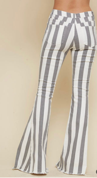 Charcoal/Cream Striped Bell Bottoms