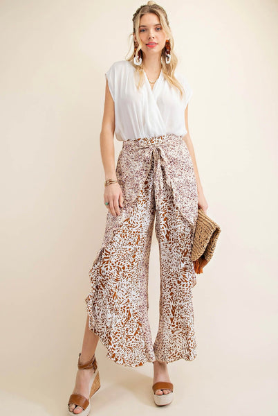 Animal Print Ruffle Pants