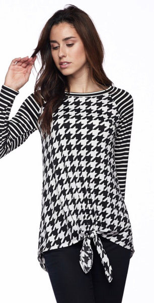 Houndstooth and Striped Top