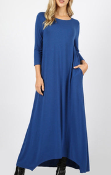 Maxi Dress with Shark Bite Hem