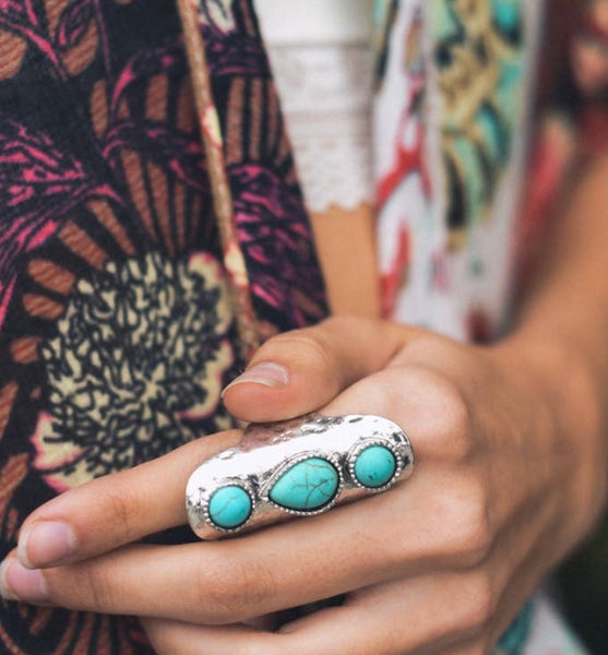 Waterfall Droplet Turquoise Stone Ring